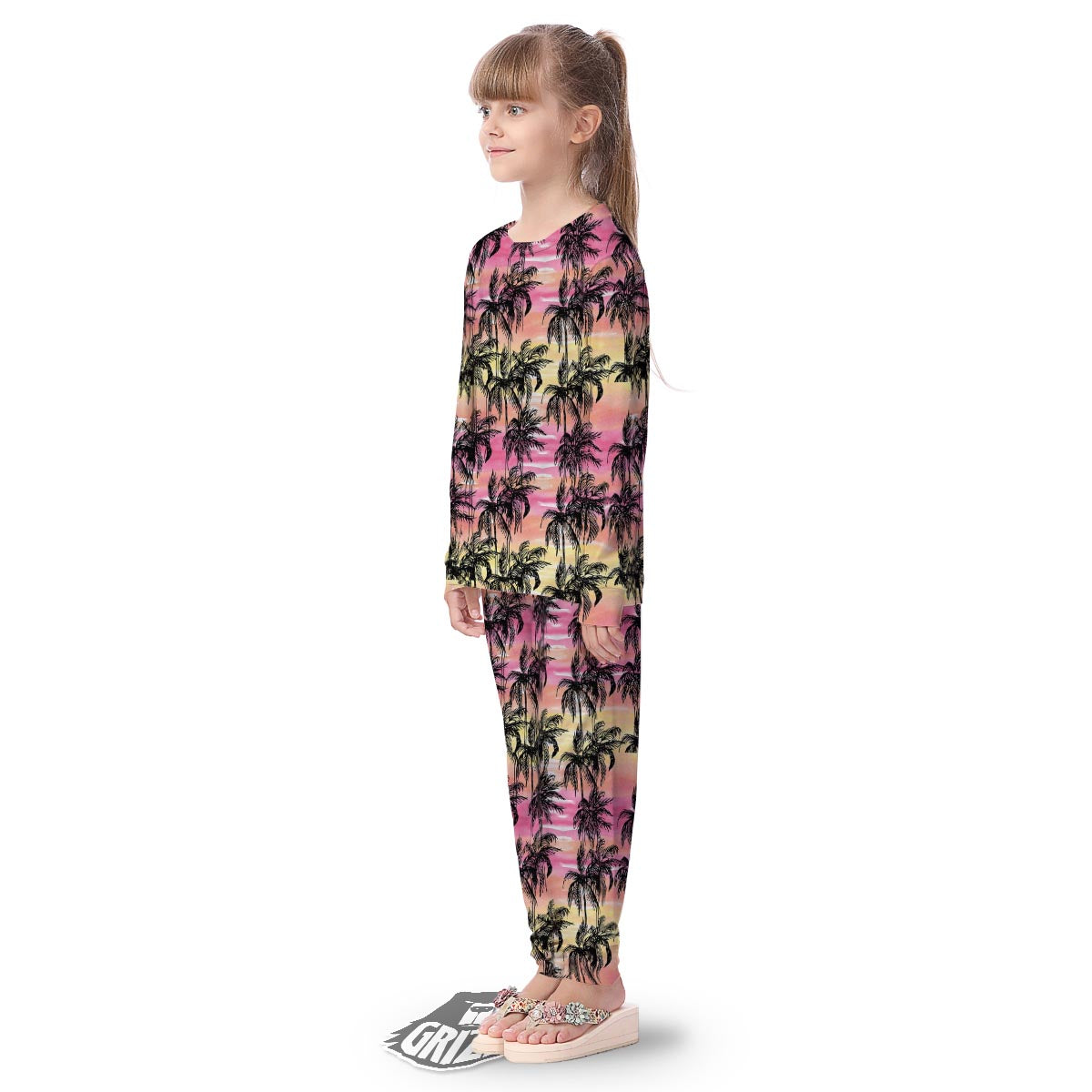 Palm Tree Sunset Print Pattern Kid's Pajamas-grizzshop