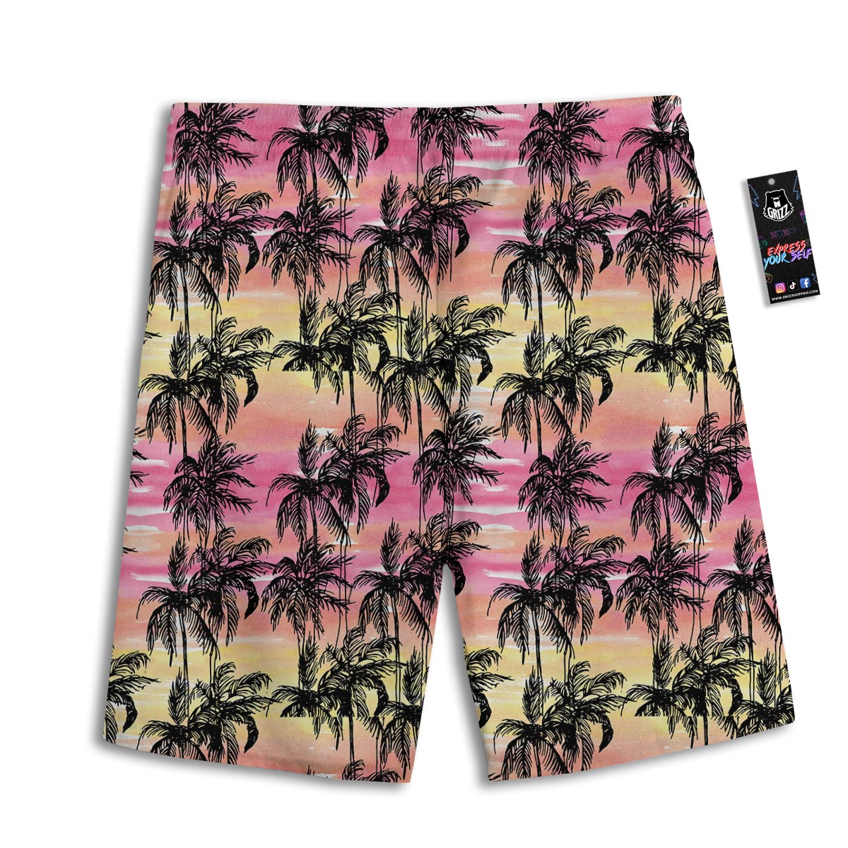 Palm Tree Sunset Print Pattern Men's Athletic Shorts