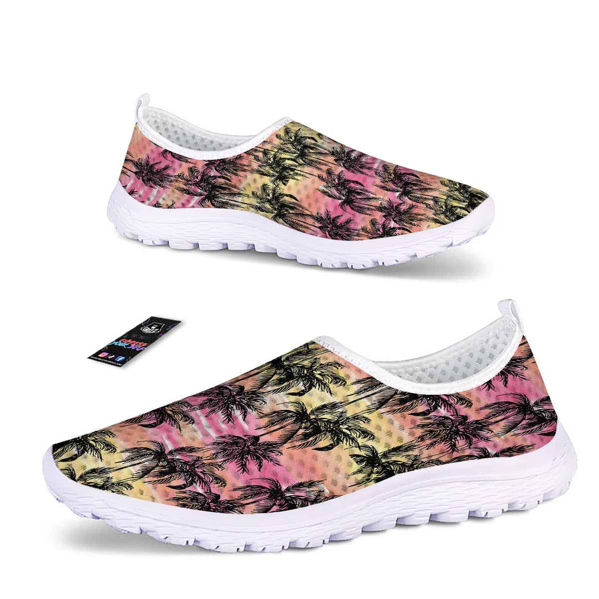 Palm Tree Sunset Print Pattern Nurse Shoes-grizzshop