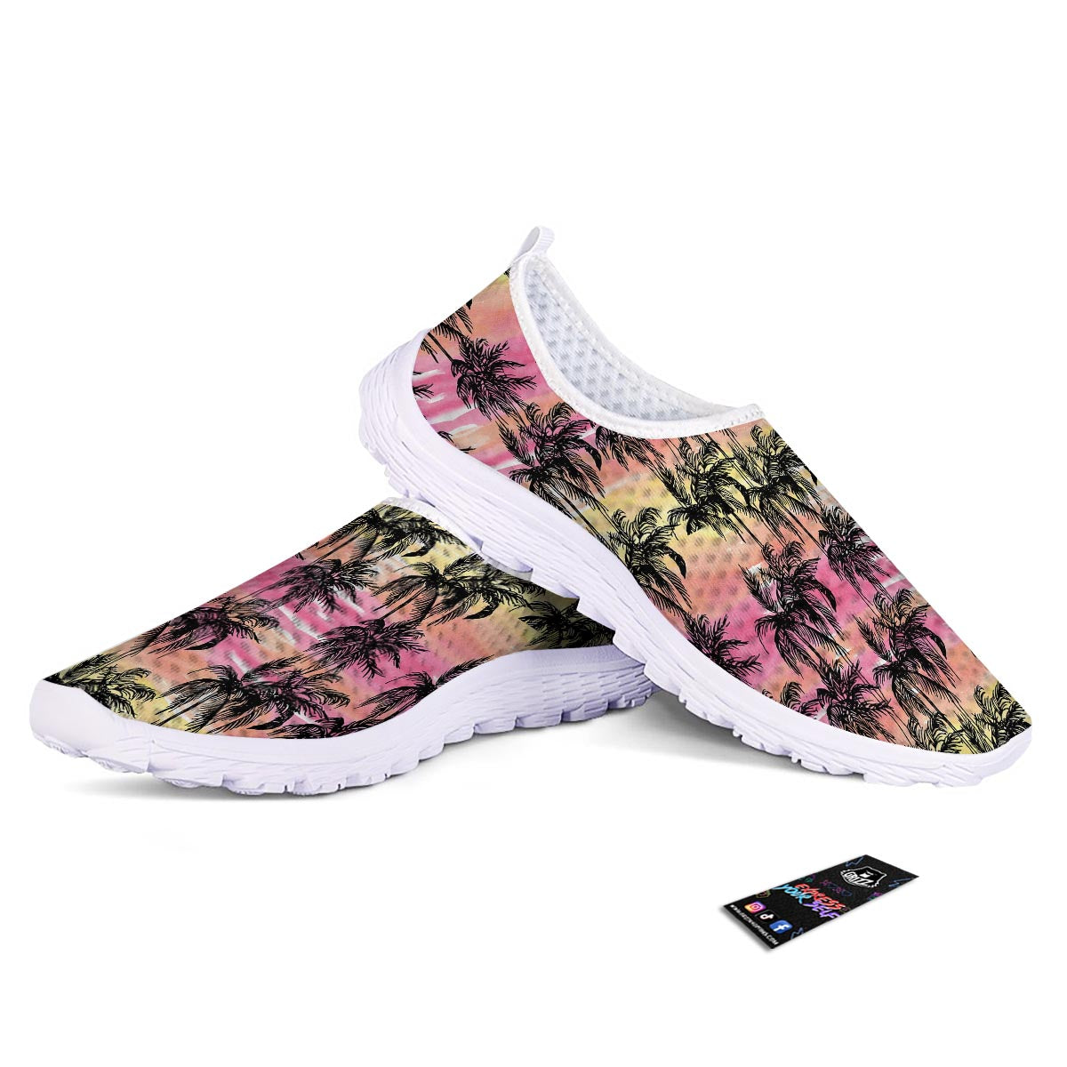 Palm Tree Sunset Print Pattern Nurse Shoes-grizzshop