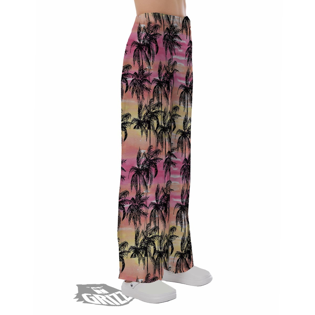 Palm Tree Sunset Print Pattern Pajama Pants-grizzshop