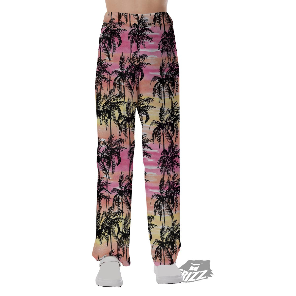 Palm Tree Sunset Print Pattern Pajama Pants-grizzshop
