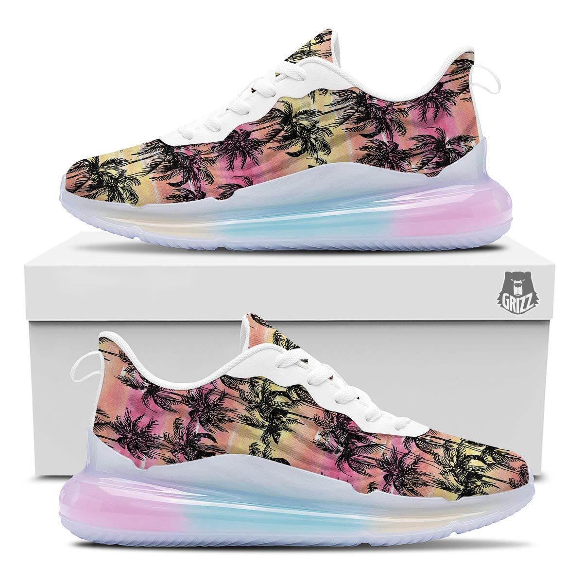 Palm Tree Sunset Print Pattern Running Sneakers-grizzshop
