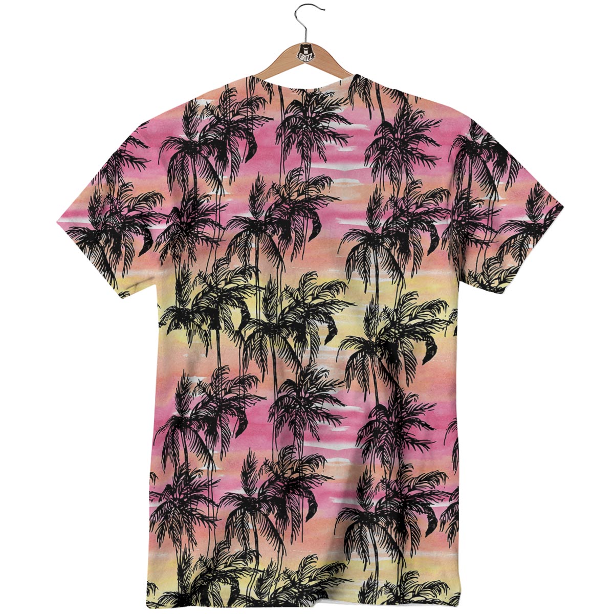 Palm Tree Sunset Print Pattern T-Shirt-grizzshop