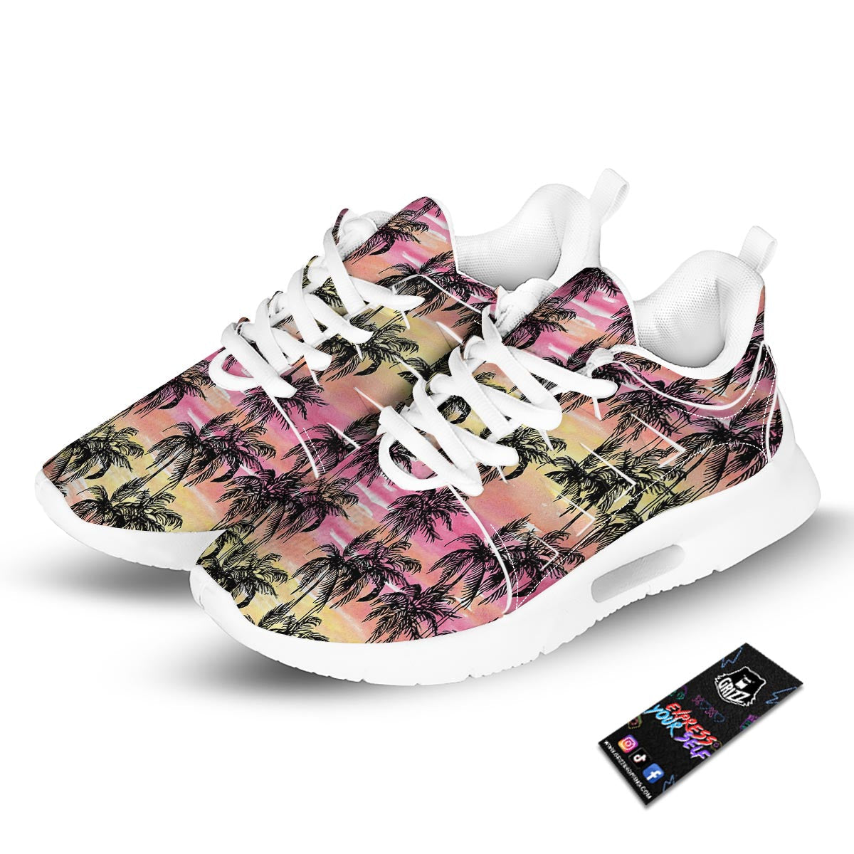 Palm Tree Sunset Print Pattern Tennis Shoes-grizzshop