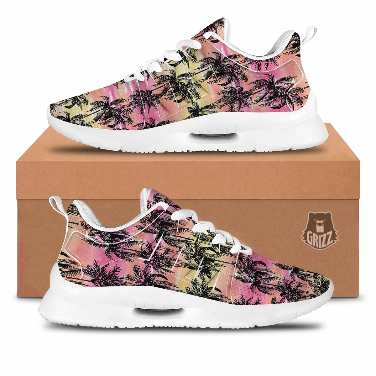 Palm Tree Sunset Print Pattern Tennis Shoes-grizzshop