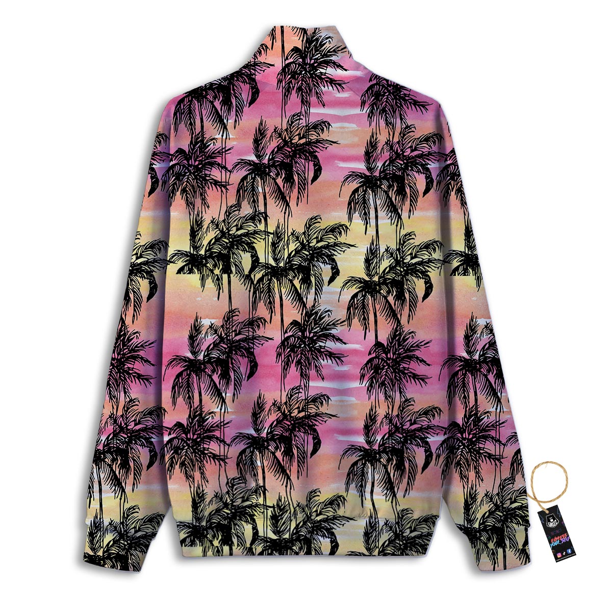 Palm Tree Sunset Print Pattern Track Jacket-grizzshop