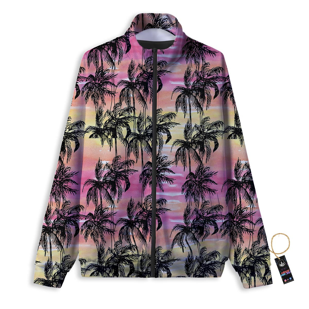 Palm Tree Sunset Print Pattern Track Jacket-grizzshop