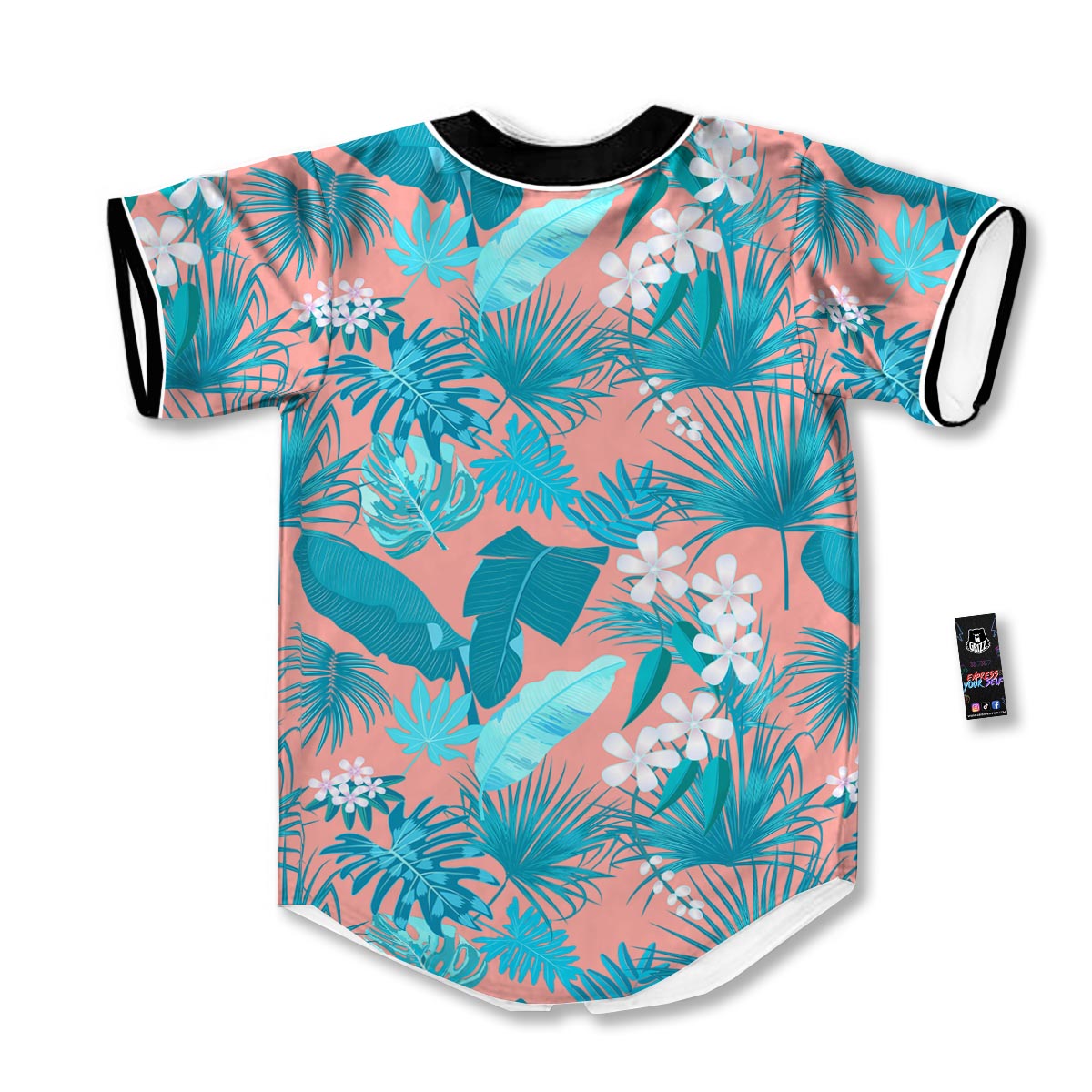 Palm Tree Teal Print Pattern Baseball Jersey-grizzshop