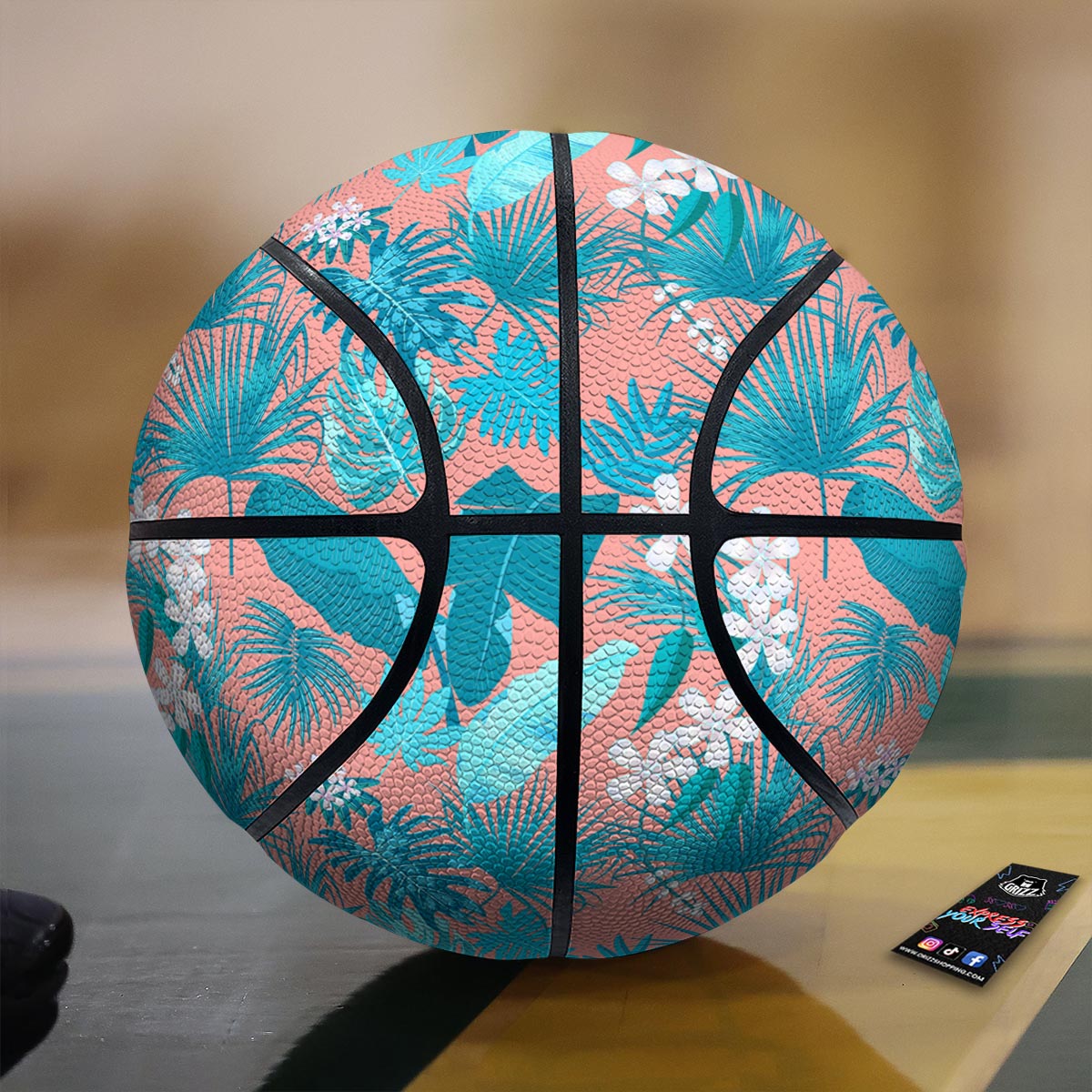 Palm Tree Teal Print Pattern Basketball