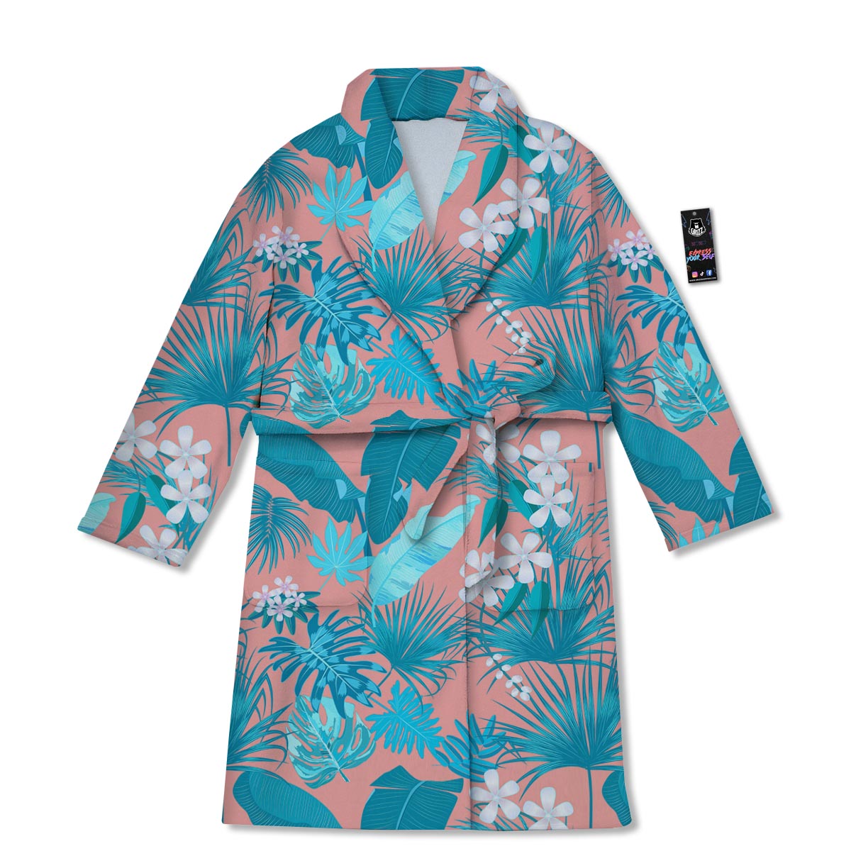 Palm Tree Teal Print Pattern Bathrobe-grizzshop