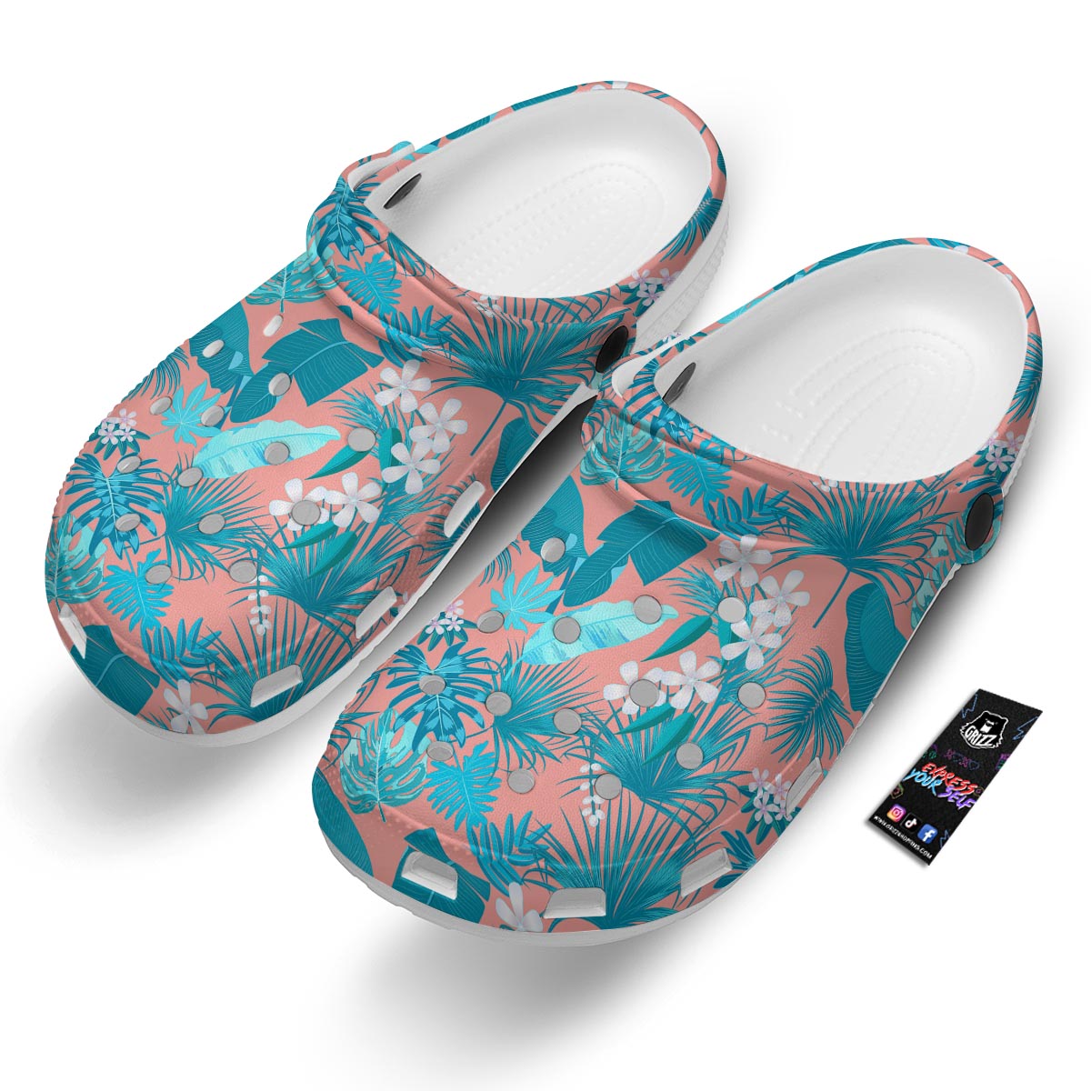 Palm Tree Teal Print Pattern Clog-grizzshop
