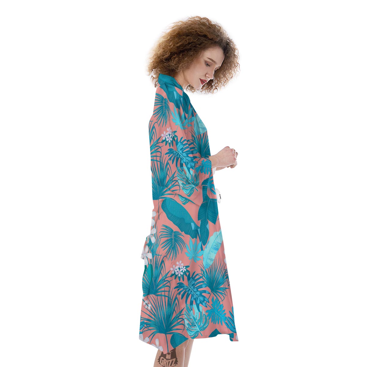 Palm Tree Teal Print Pattern Kimono-grizzshop