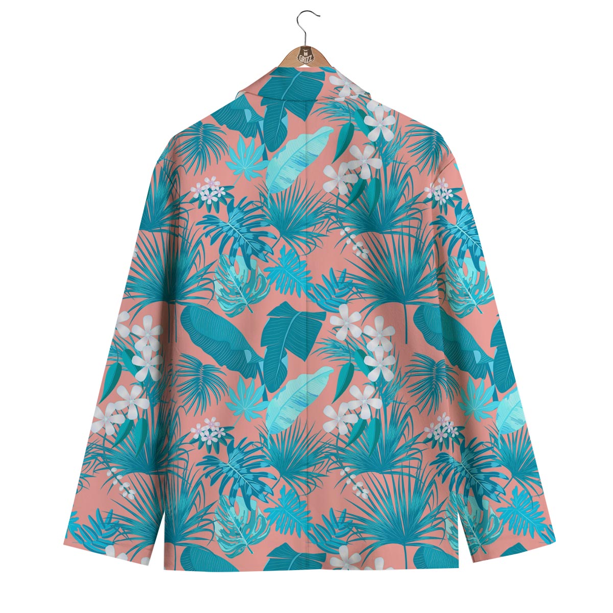 Palm Tree Teal Print Pattern Men's Blazer-grizzshop