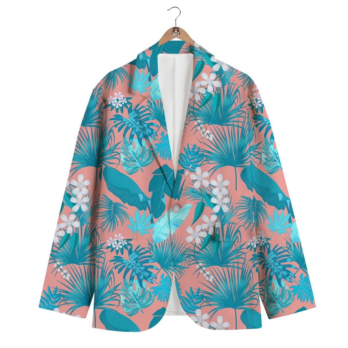 Palm Tree Teal Print Pattern Men's Blazer-grizzshop