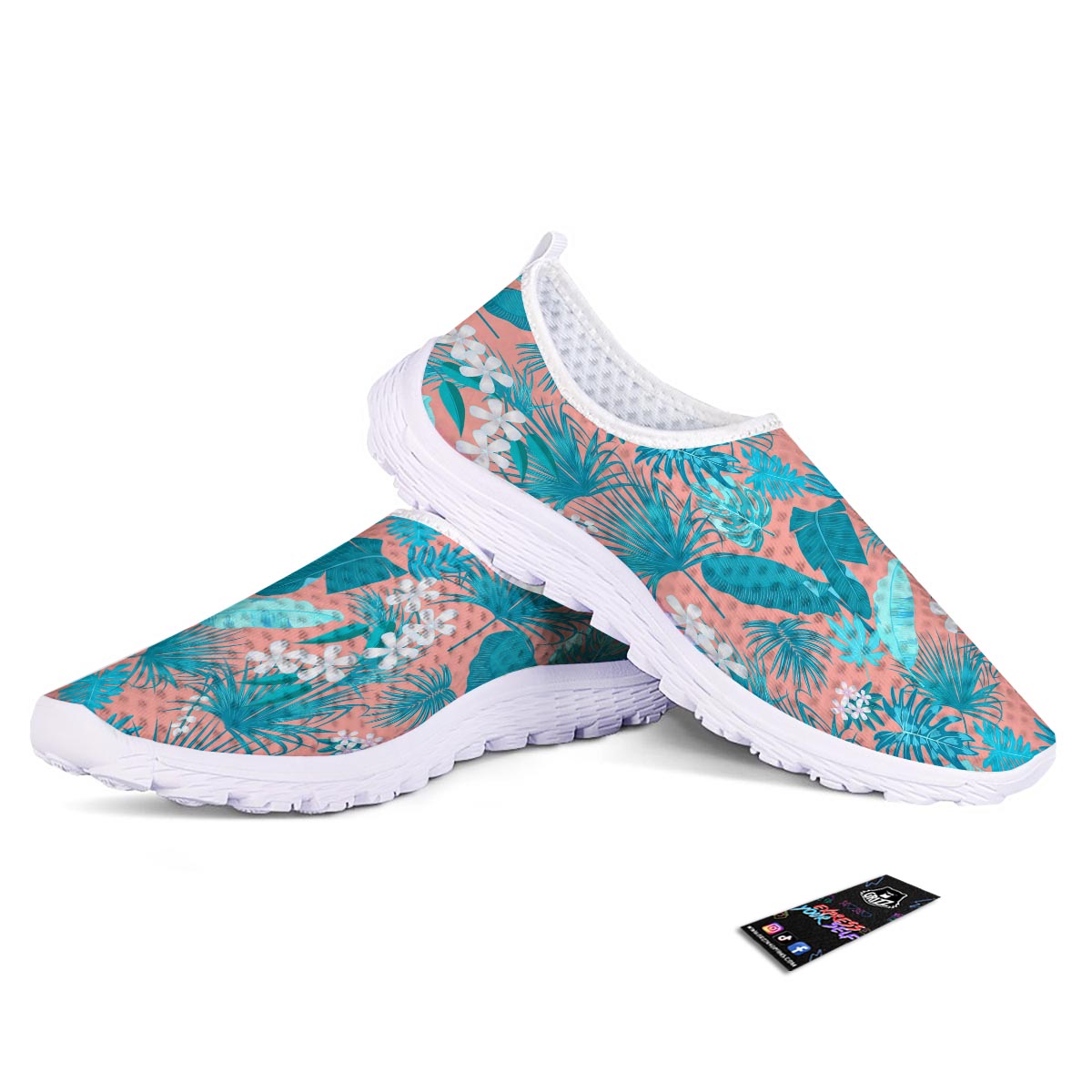 Palm Tree Teal Print Pattern Nurse Shoes-grizzshop