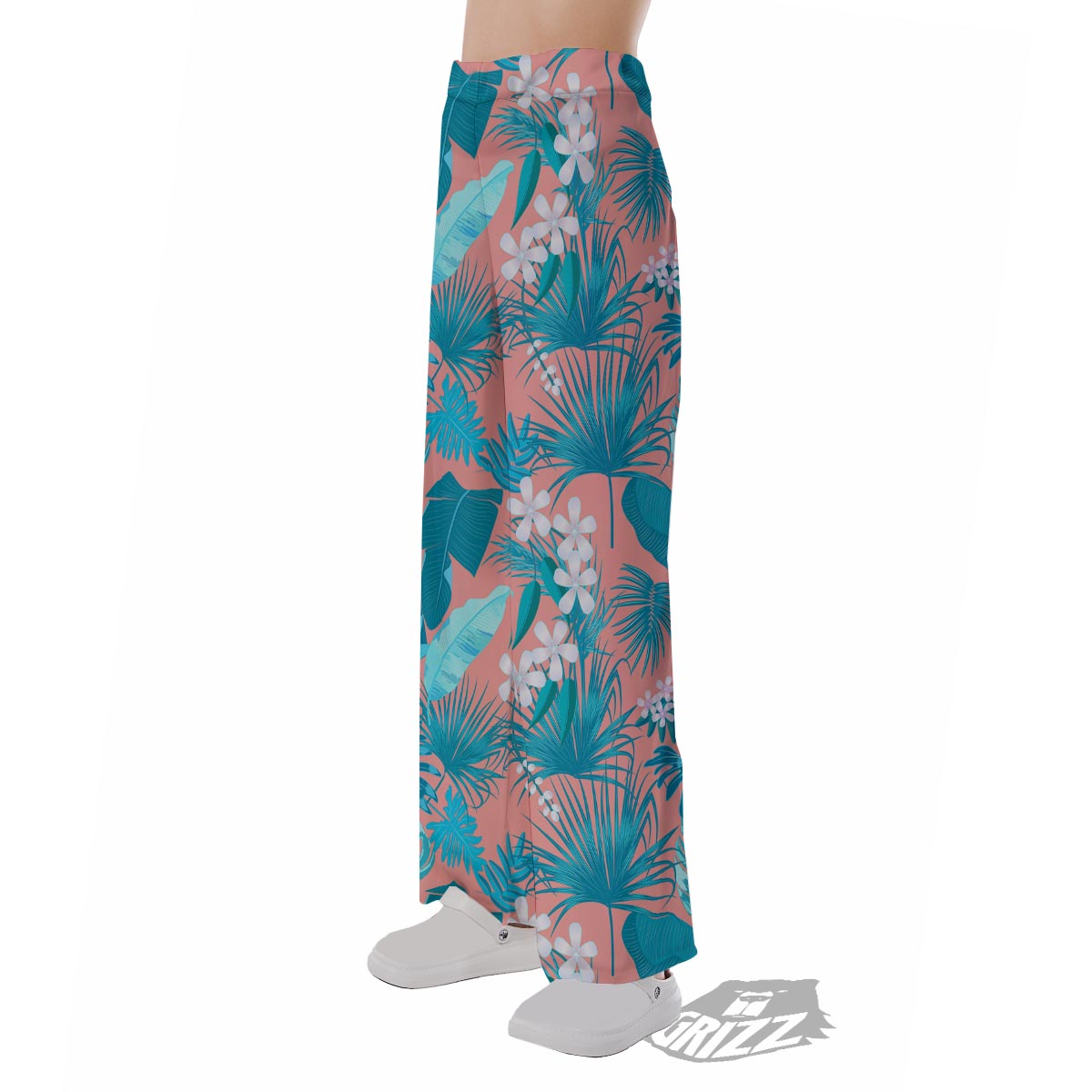 Palm Tree Teal Print Pattern Pajama Pants-grizzshop