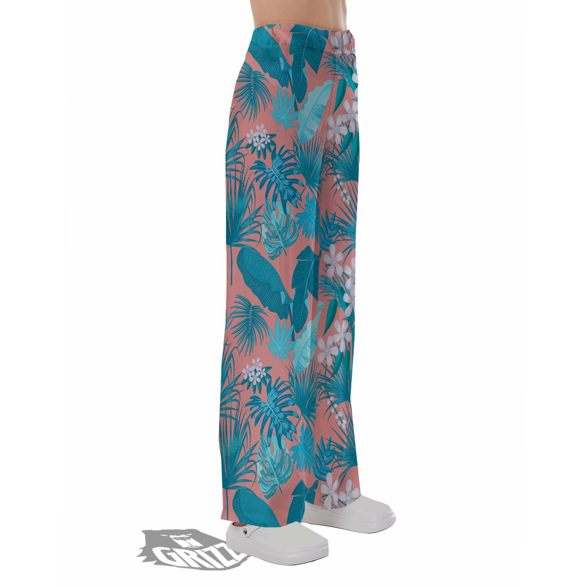 Palm Tree Teal Print Pattern Pajama Pants-grizzshop