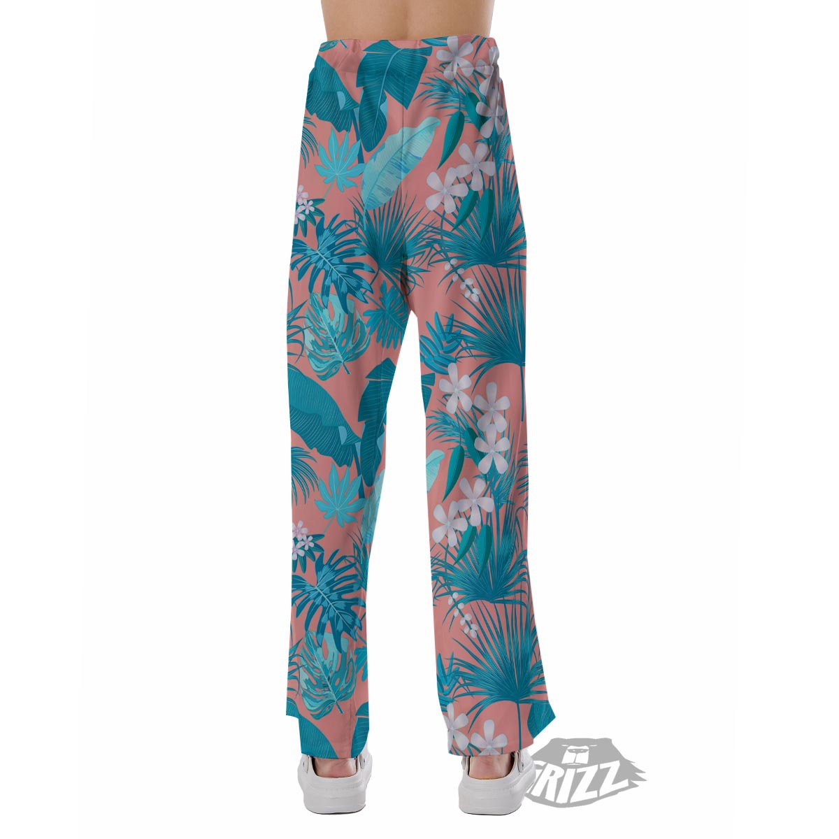 Palm Tree Teal Print Pattern Pajama Pants-grizzshop