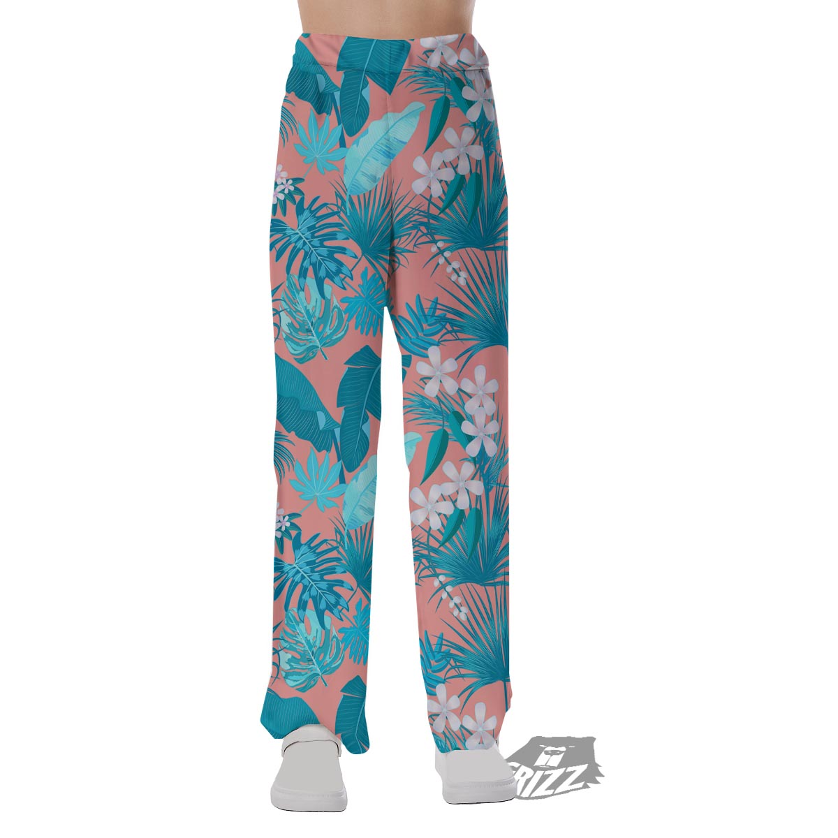 Palm Tree Teal Print Pattern Pajama Pants-grizzshop