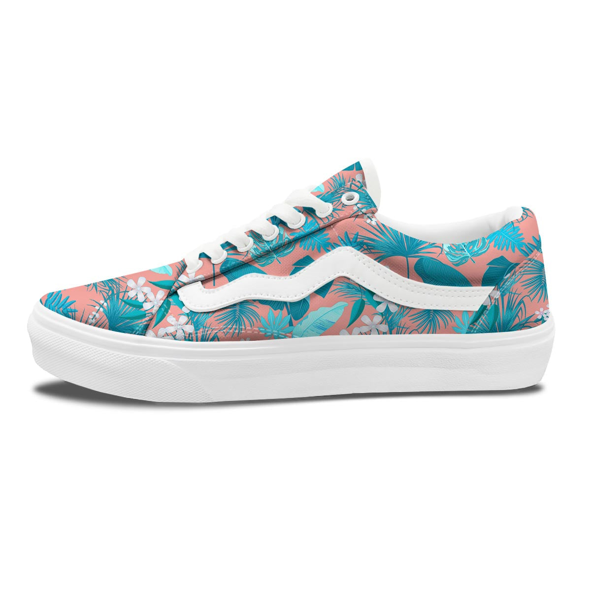 Palm Tree Teal Print Pattern Skate Shoes-grizzshop