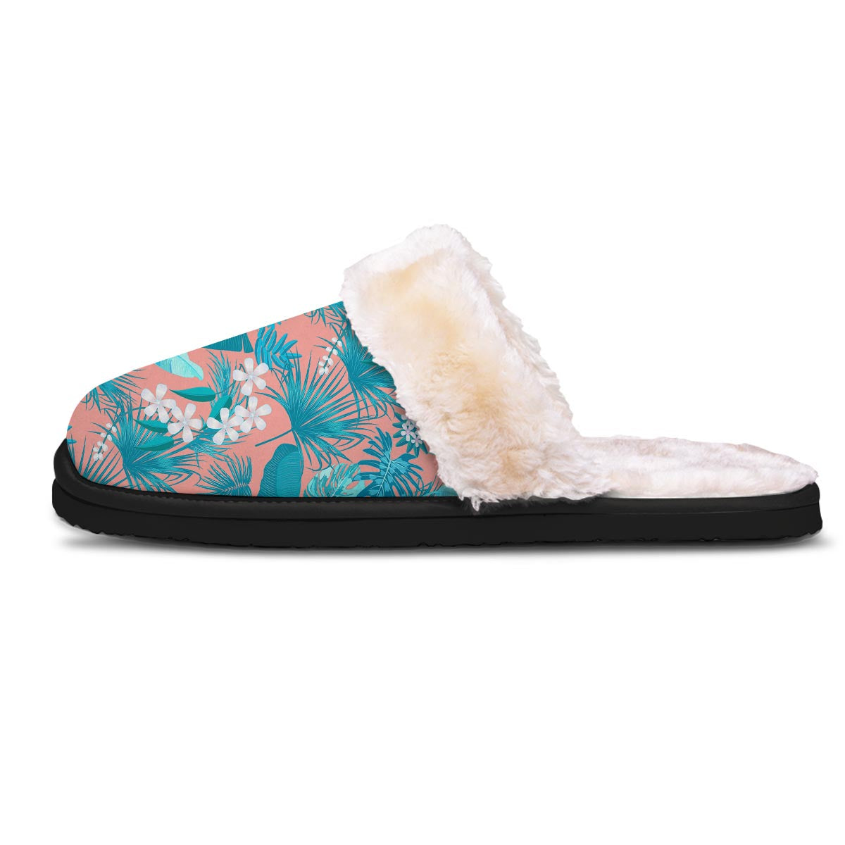 Palm Tree Teal Print Pattern Slippers-grizzshop