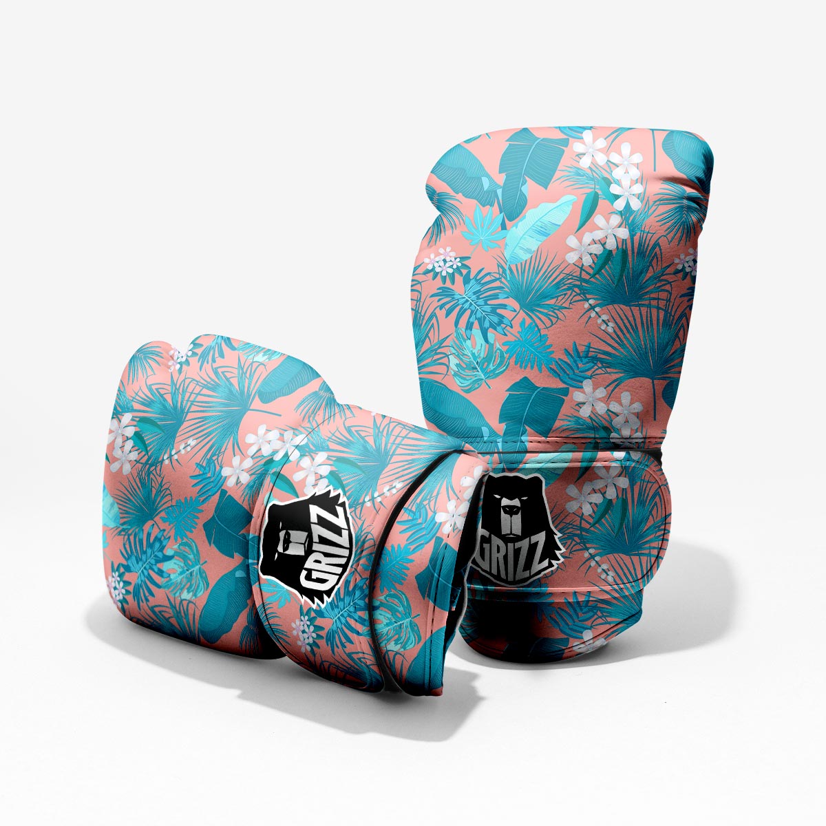 Palm Tree Teal Print Pattern Pro Boxing Glove