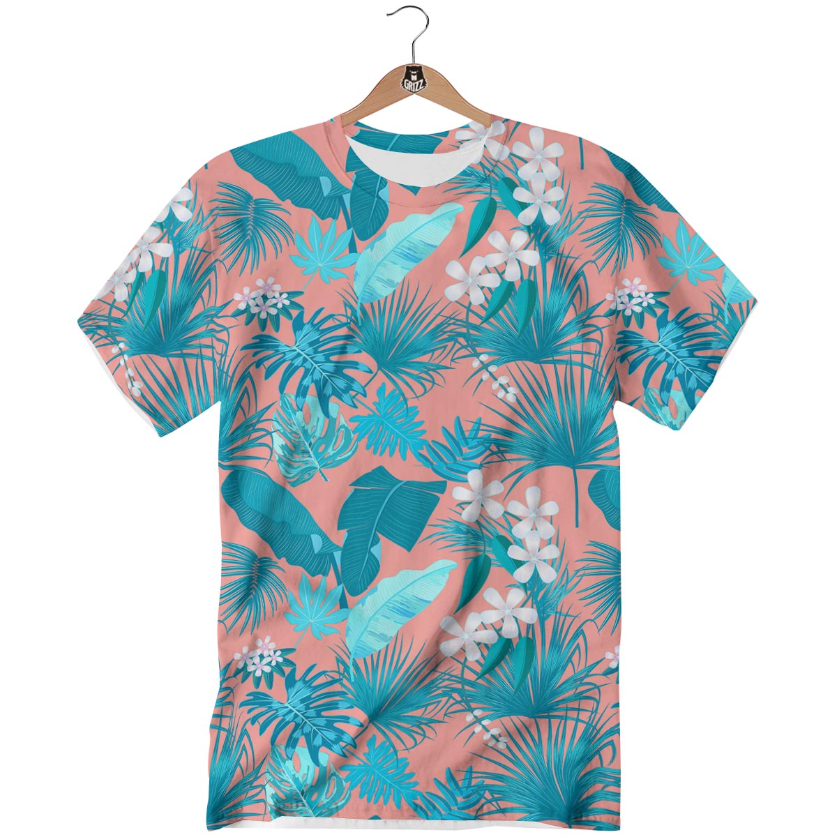 Palm Tree Teal Print Pattern T-Shirt-grizzshop