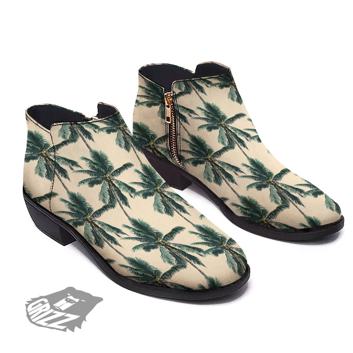 Palm Tree Tropical Print Pattern Ankle Boots-grizzshop