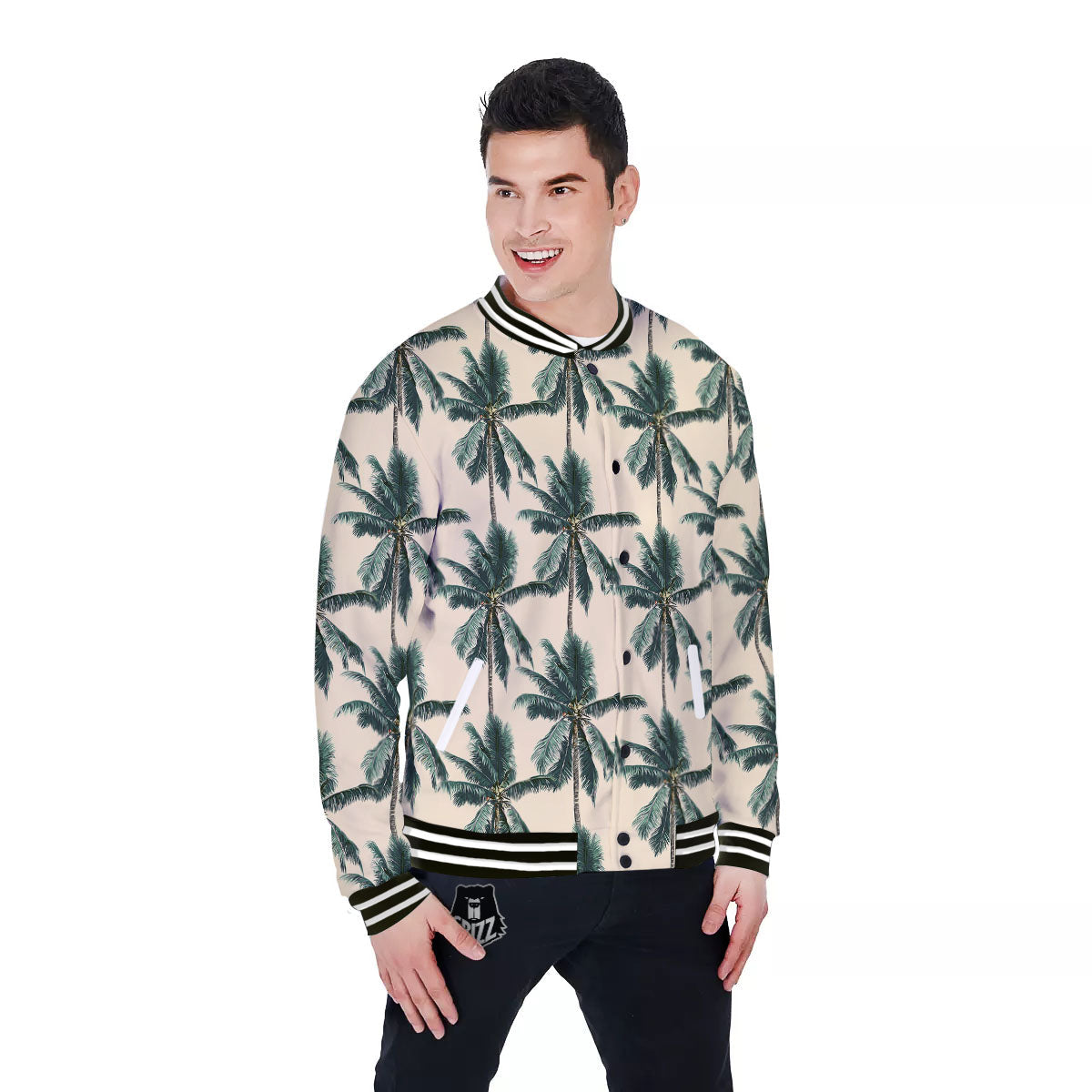 Palm Tree Tropical Print Pattern Baseball Jacket-grizzshop