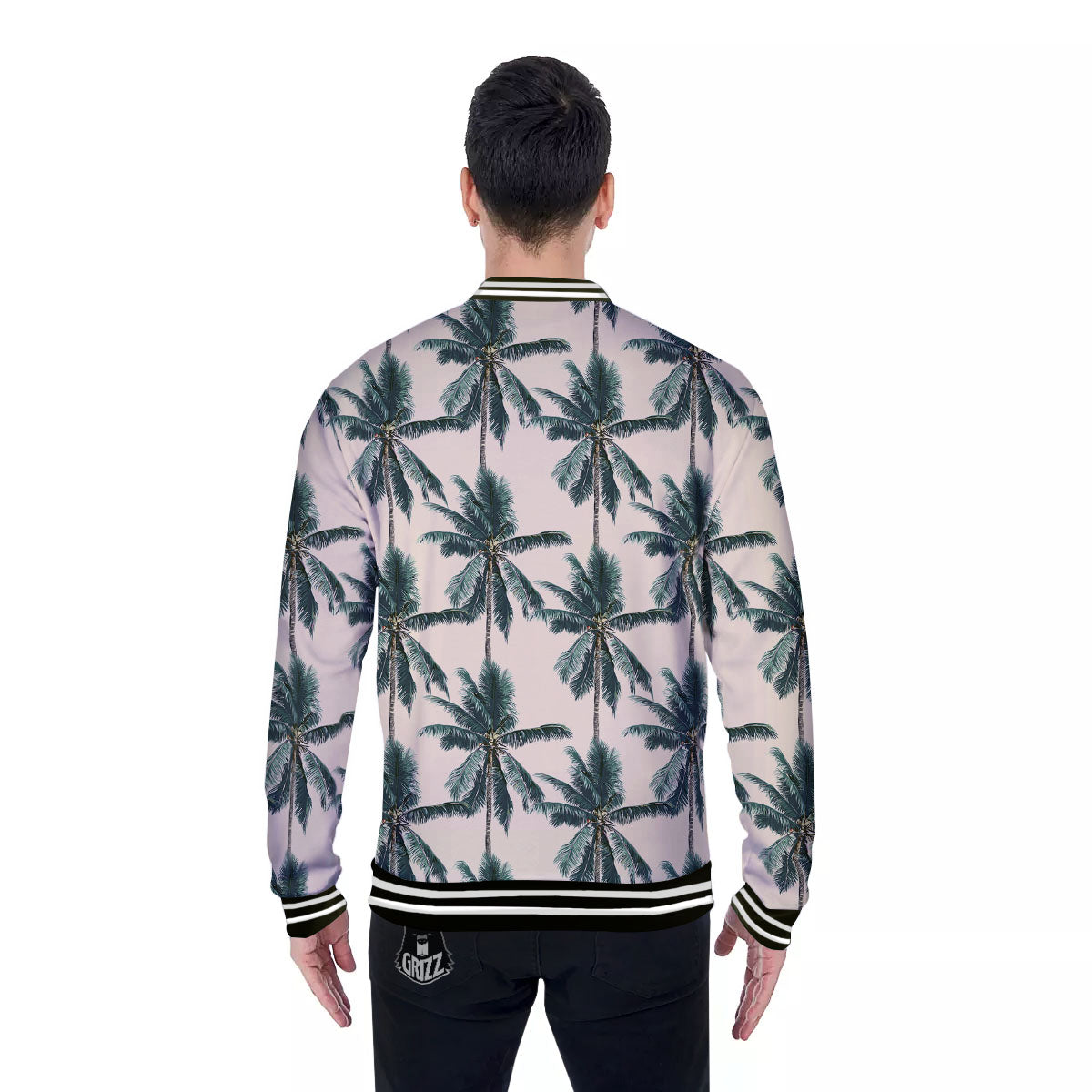 Palm Tree Tropical Print Pattern Baseball Jacket-grizzshop
