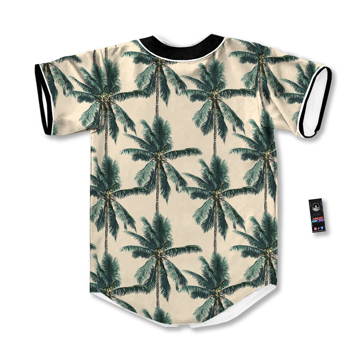 Palm Tree Tropical Print Pattern Baseball Jersey-grizzshop