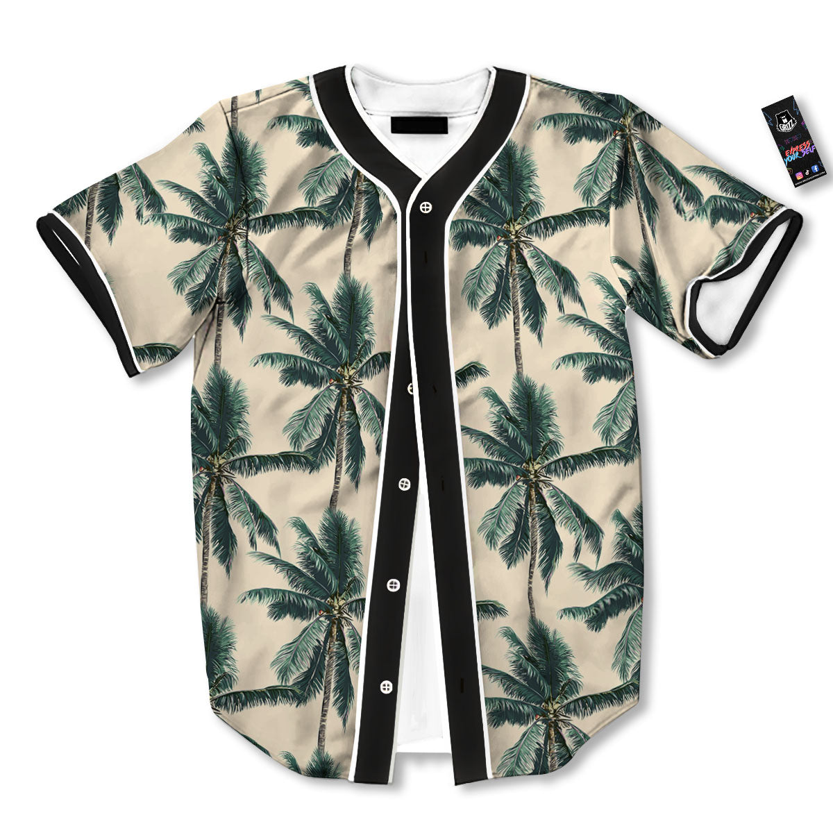 Palm Tree Tropical Print Pattern Baseball Jersey-grizzshop