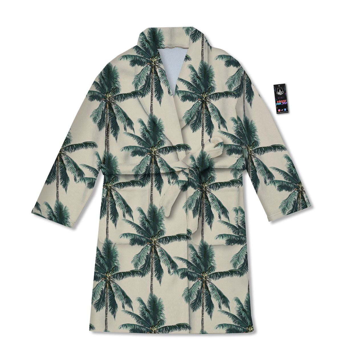 Palm Tree Tropical Print Pattern Bathrobe-grizzshop