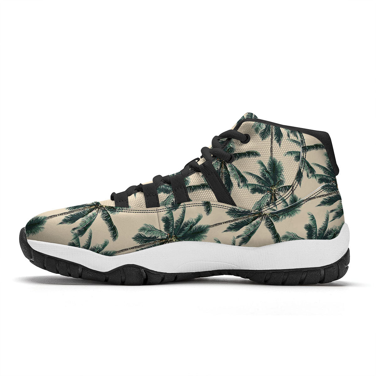 Palm Tree Tropical Print Pattern Black Bball Shoes-grizzshop