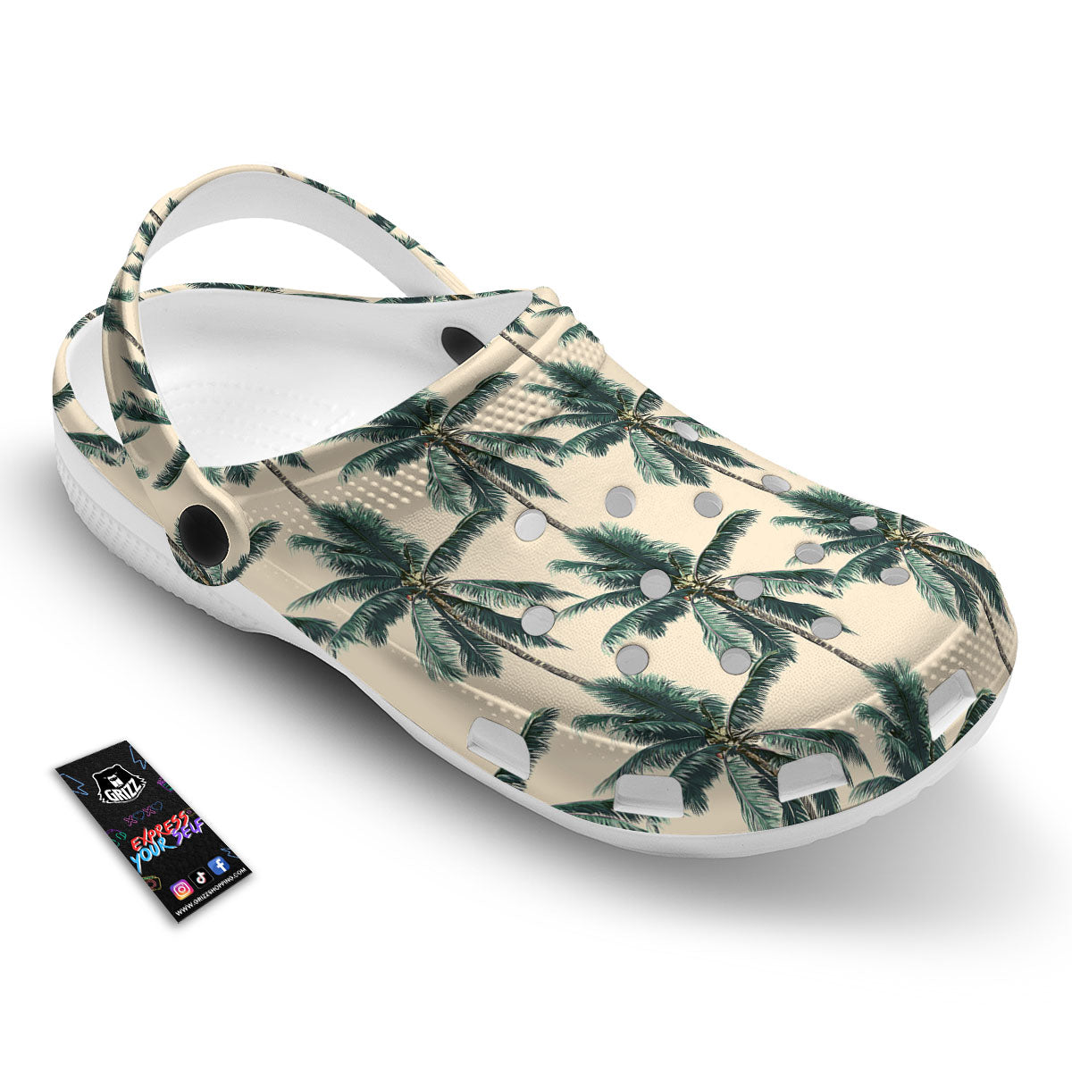 Palm Tree Tropical Print Pattern Clog-grizzshop