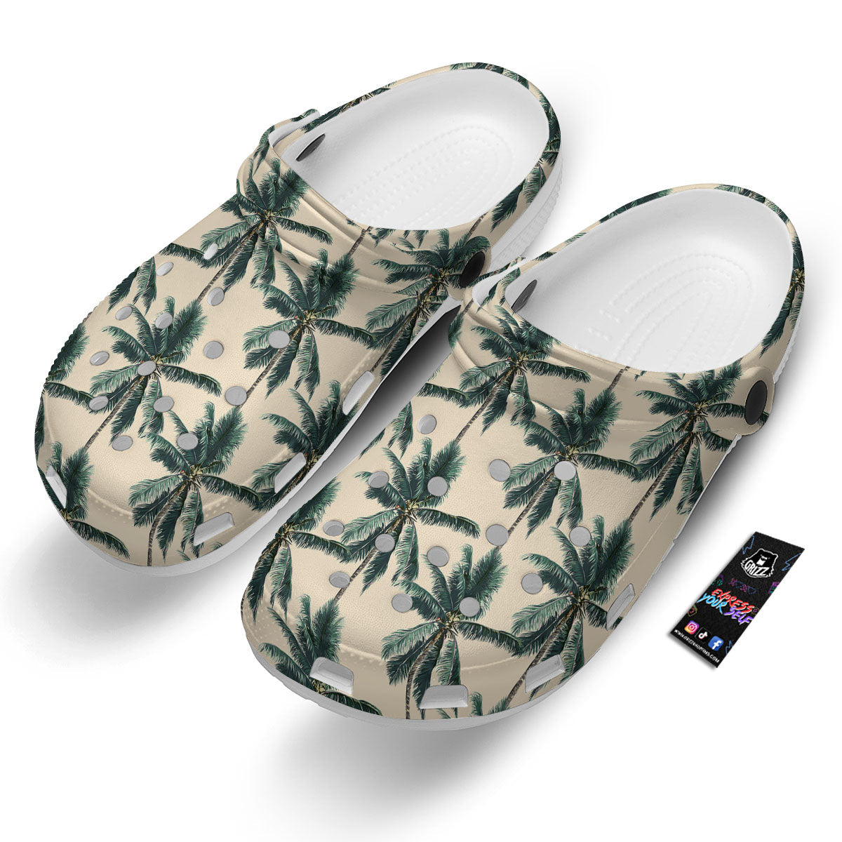 Palm Tree Tropical Print Pattern Clog-grizzshop