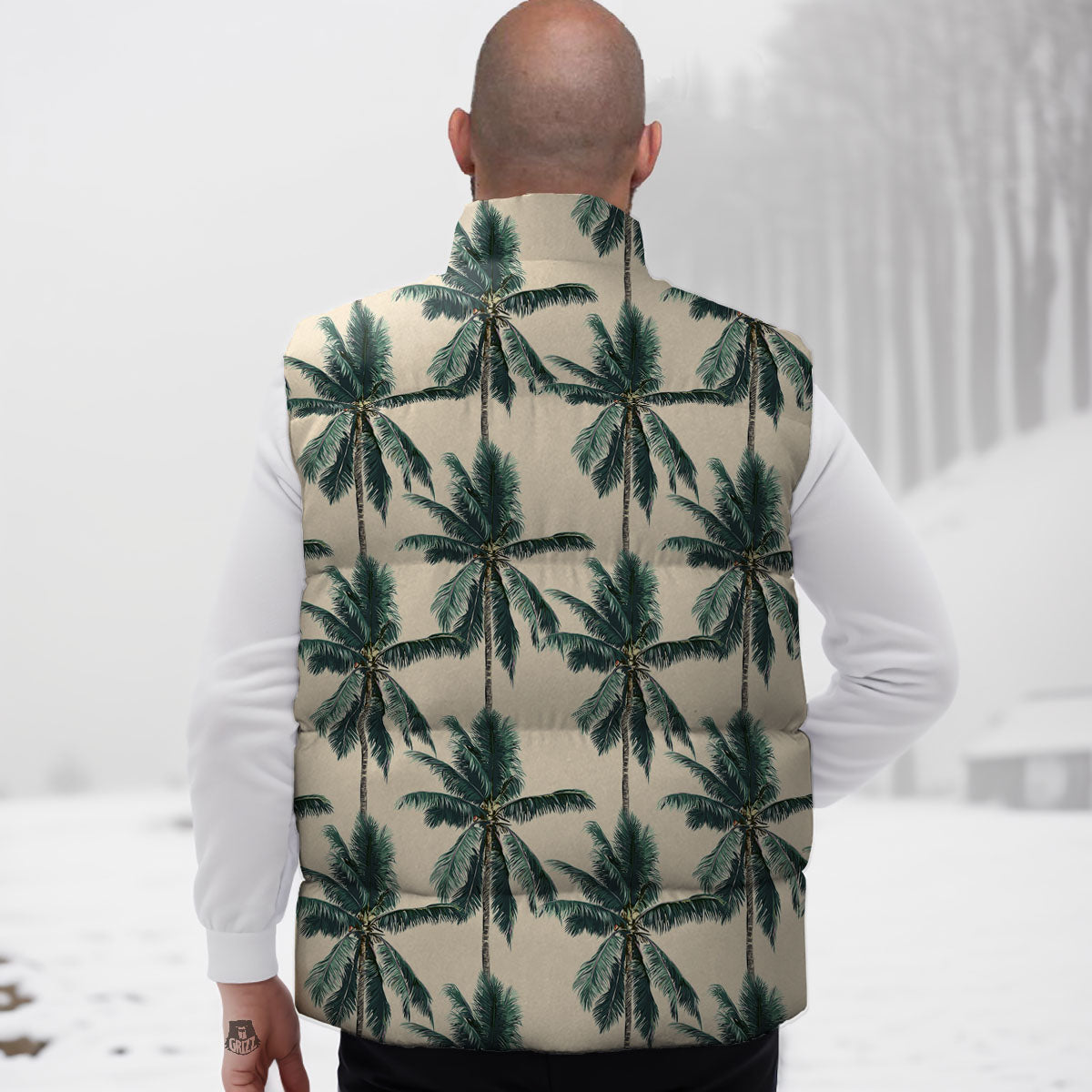 Palm Tree Tropical Print Pattern Down Vest