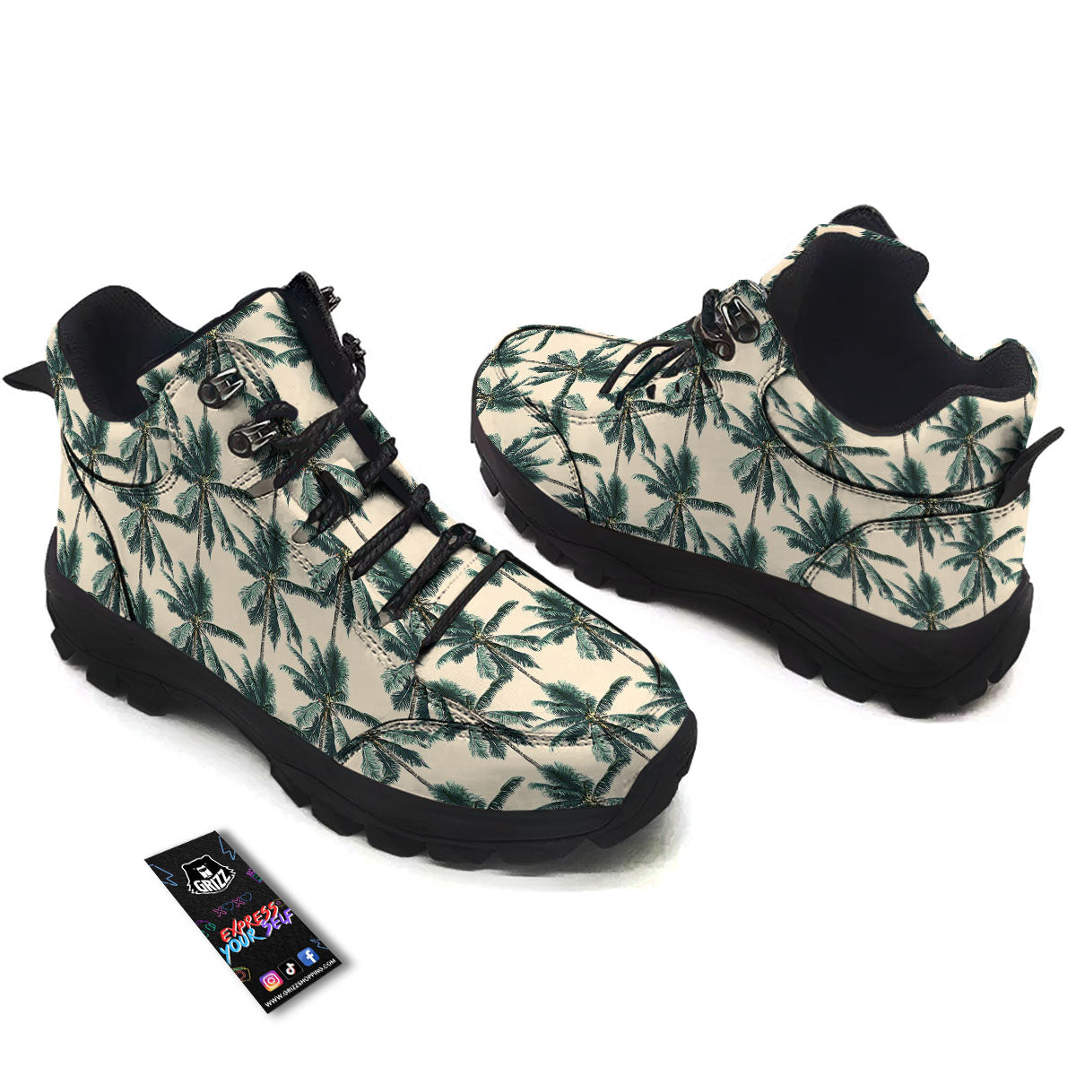 Palm Tree Tropical Print Pattern Hiking Shoes-grizzshop