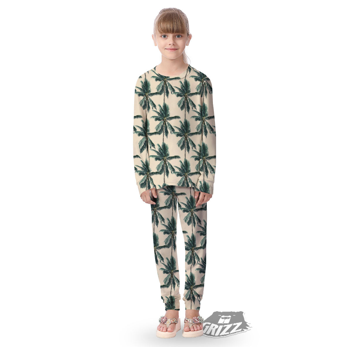 Palm Tree Tropical Print Pattern Kid's Pajamas-grizzshop