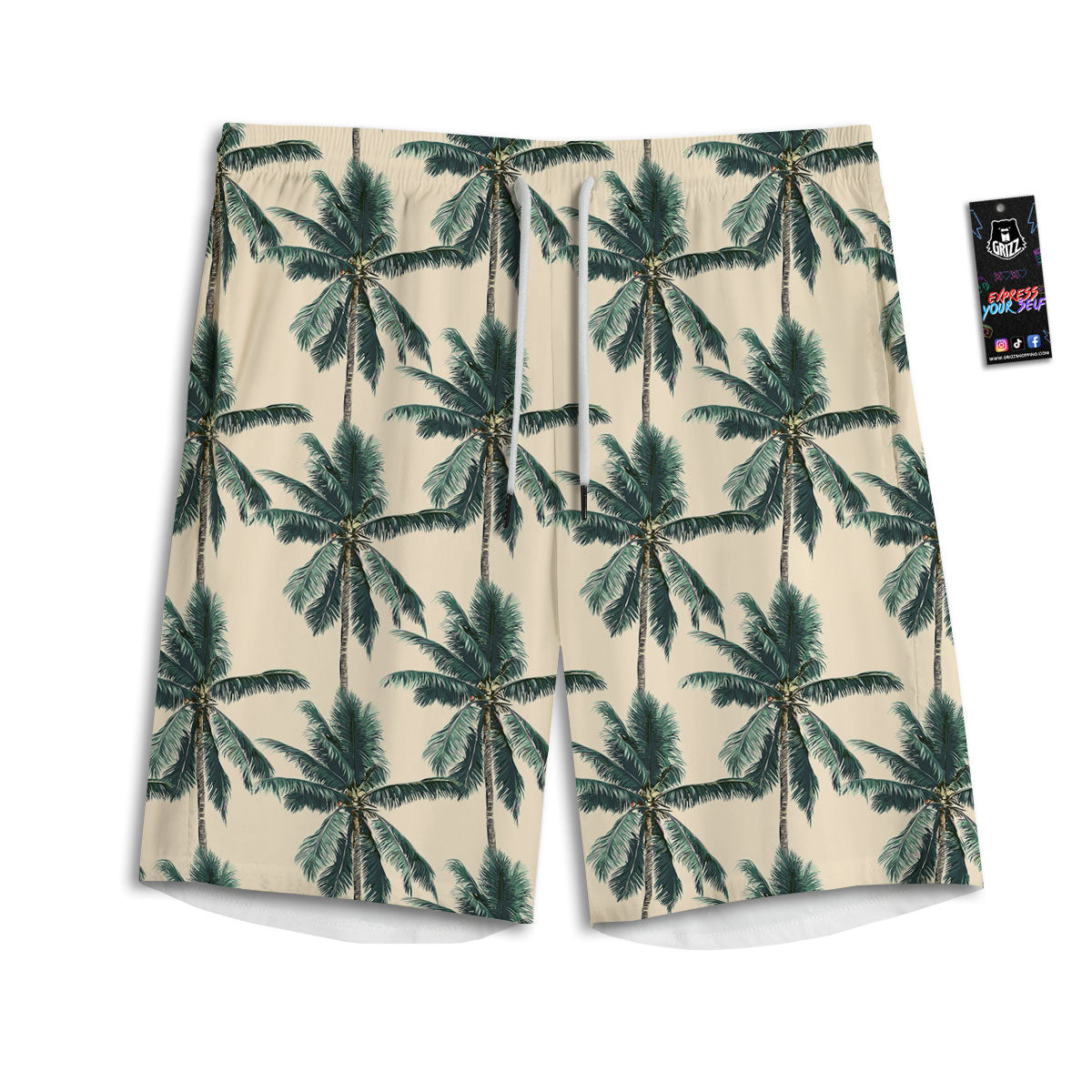 Palm Tree Tropical Print Pattern Men's Athletic Shorts