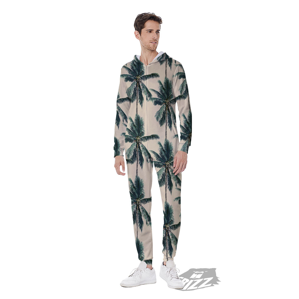 Palm Tree Tropical Print Pattern Men's Jumpsuit-grizzshop