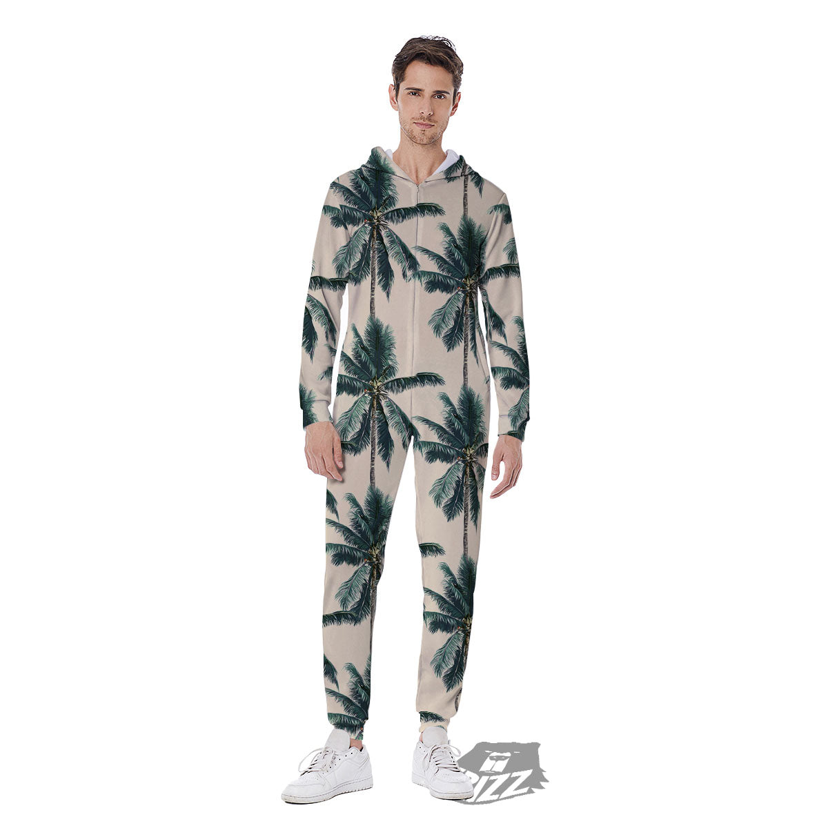 Palm Tree Tropical Print Pattern Men's Jumpsuit-grizzshop