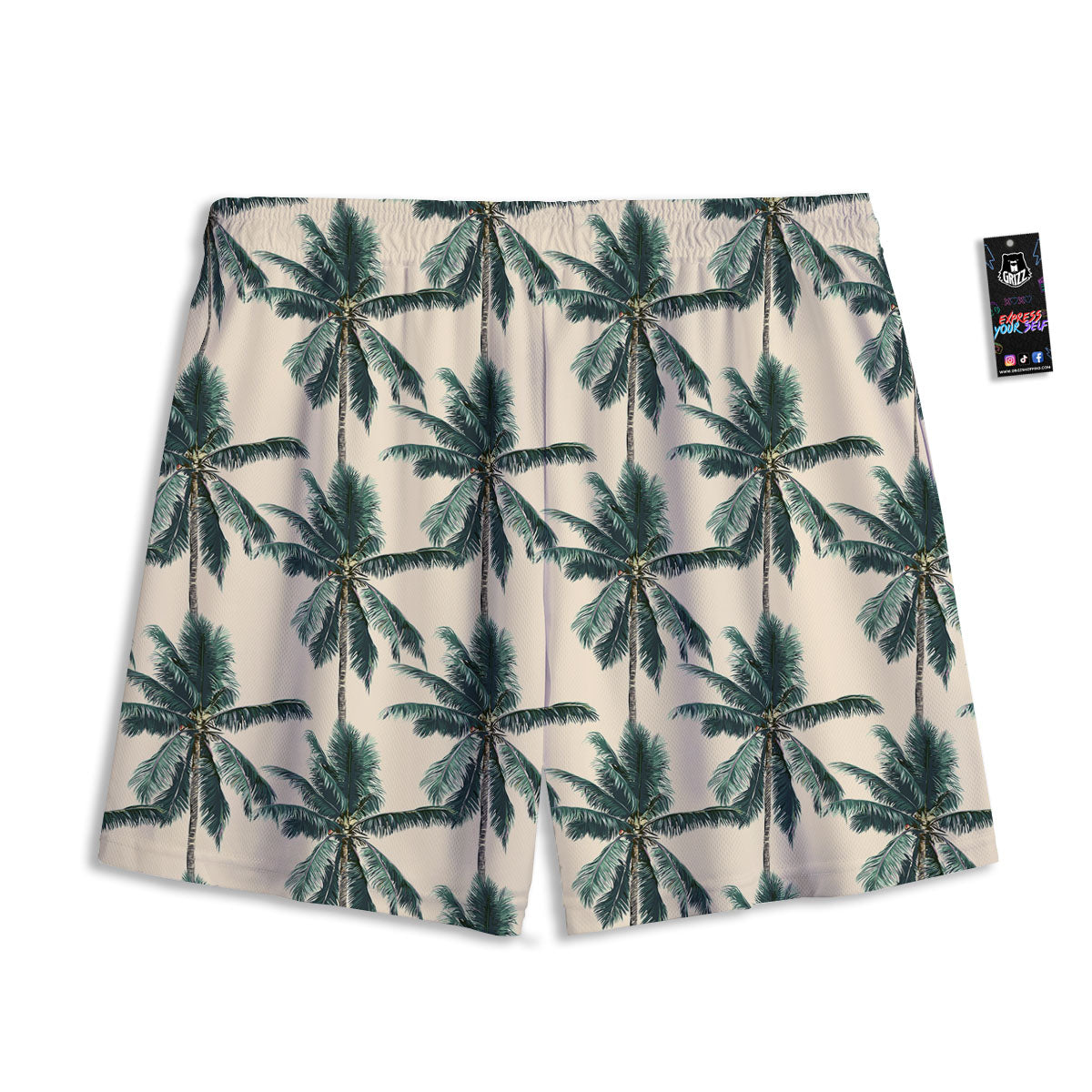 Palm Tree Tropical Print Pattern Mesh Shorts