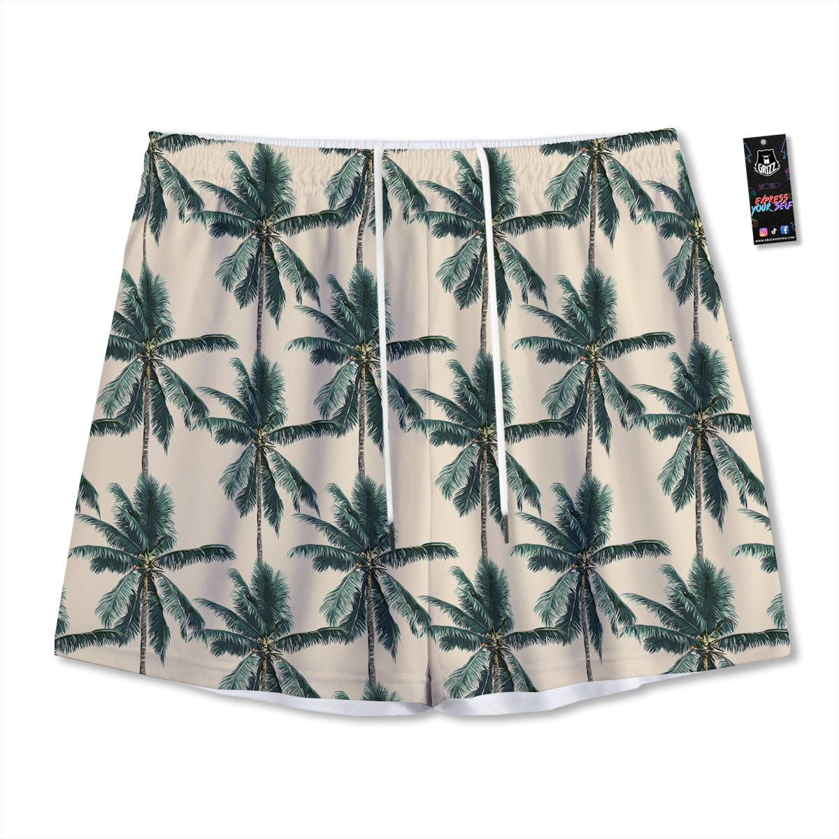 Palm Tree Tropical Print Pattern Mesh Shorts