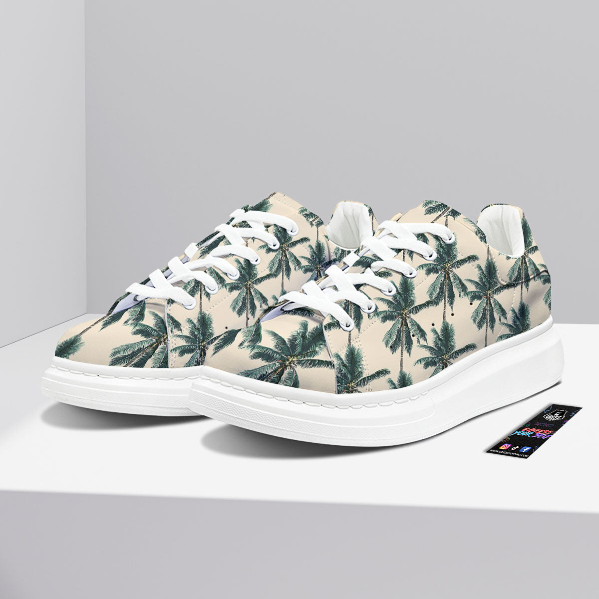 Palm Tree Tropical Print Pattern Platform Shoes-grizzshop