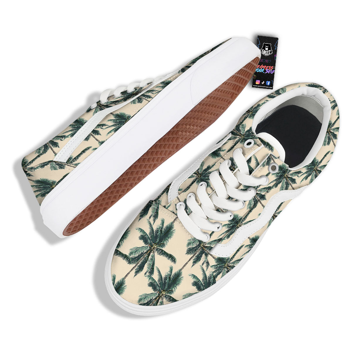 Palm Tree Tropical Print Pattern Skate Shoes-grizzshop