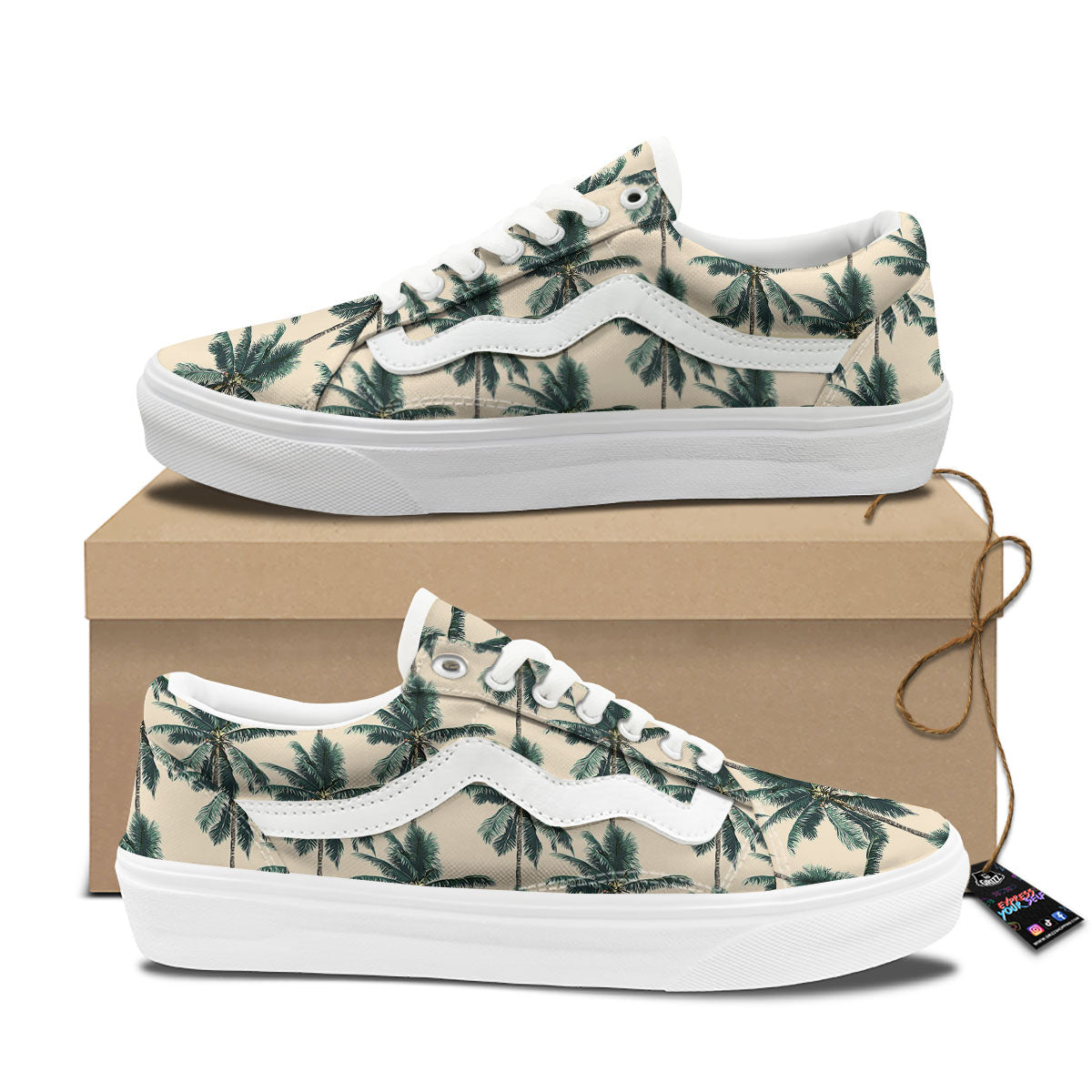 Palm Tree Tropical Print Pattern Skate Shoes-grizzshop
