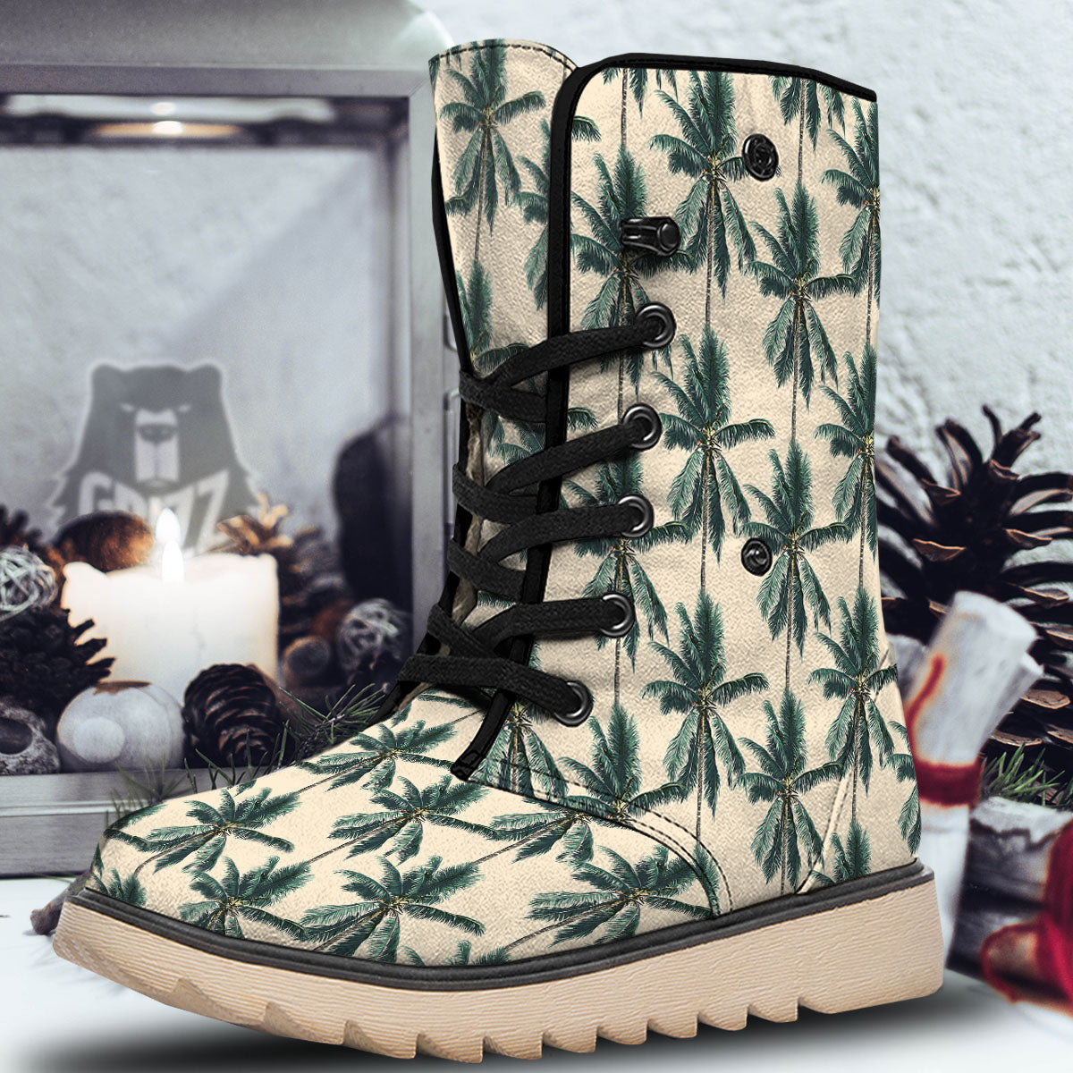 Palm Tree Tropical Print Pattern Snow Boots-grizzshop