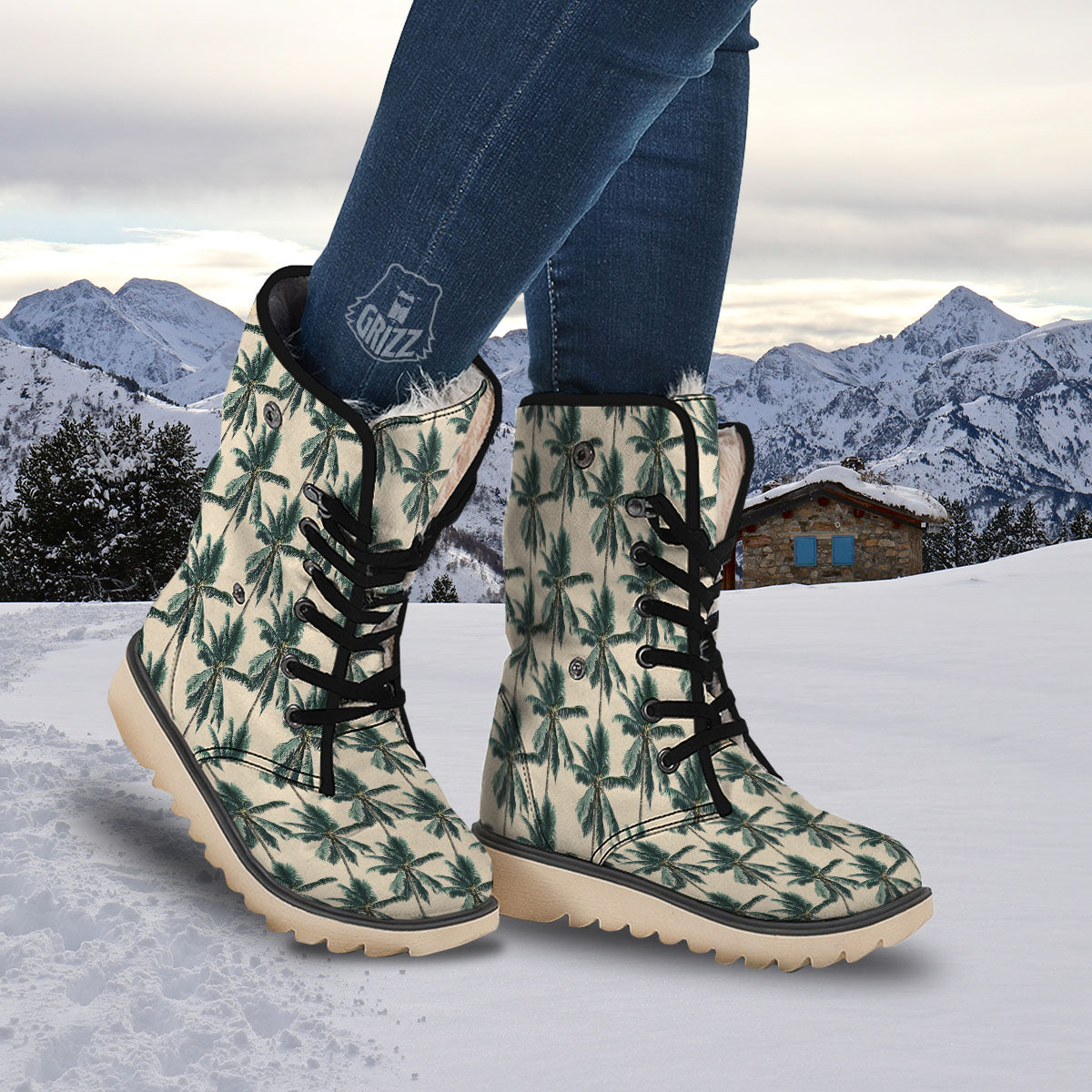 Palm Tree Tropical Print Pattern Snow Boots-grizzshop